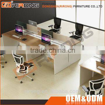 Modern white wooden open 4 person modular cubicle computer office workstation partition