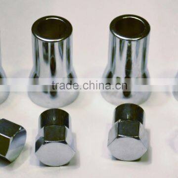 4 x Chrome Valve Stem sleeve Covers and Valve Caps for Standard 414 Car Valves