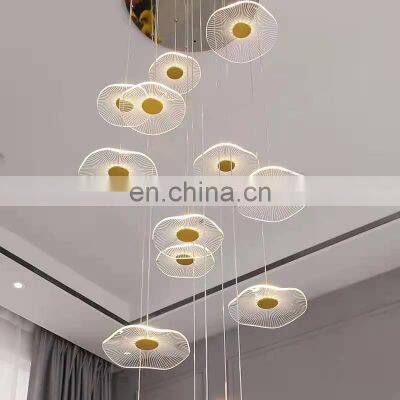 Nordic Modern Home LED Pendant Light for Living Room Gold Lotus Leaf Ceiling Lamp Indoor Decoration Chandelier