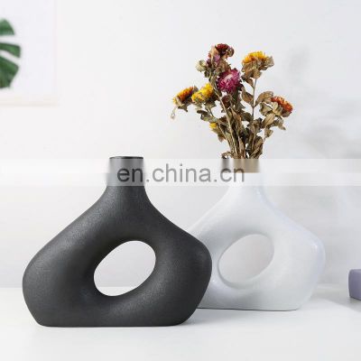 Unique Nordic Modern Black White Vase Ceramic Wedding Decorations Big Vase For Home Decor