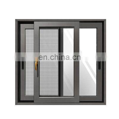 Factory New Aluminum Sliding Model Glazed Windows and Aluminum Office Sliding Glass Window Frame with Bronze Color