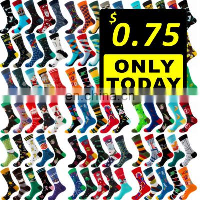 Wholesale High Quality Winter Socks Full Cotton Jacquard Dress Socks Colorful Festival Crazy Funny Women Men Crew Happy Socks