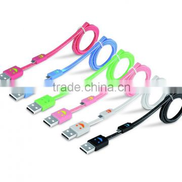 1M 1.5M 3M charger & data cable Hot selling flat micro usb cable with led