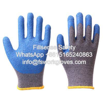 10Gauge 2Yarn Polycotton Liner Palm Crinkle Latex Coated Gloves Latex Dipped Gloves Latex Coated Cotton Gloves photo-2