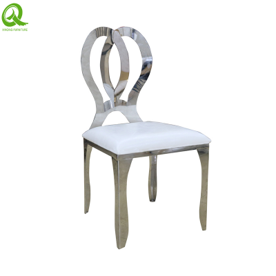 Popular Banquet Hotel Silver Stainless Steel White Wedding Chair