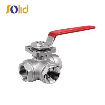 Handle Lever cAST Steel WCB 3 Way Ball Valve L Type with Mounting Pad ISO5211