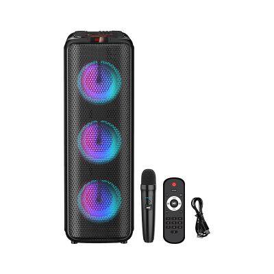 2023 sell well super power 40W 8-inch*3  3600MAH battery capacity party speaker with colorful lights