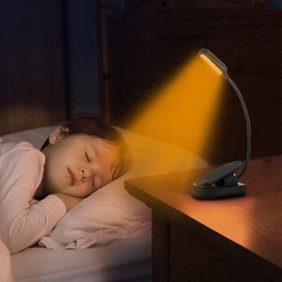 2024 New Style LED Clip on Mini Reading Light USB Rechargeable Book Light for Reading in Bed photo-2
