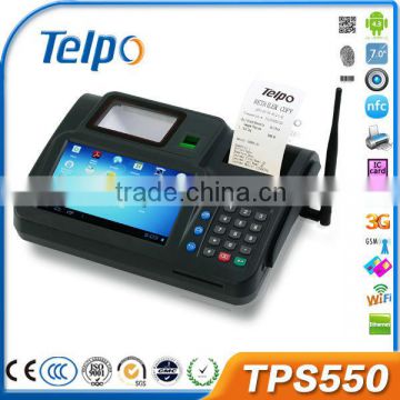 Telpo TPS550 7' lcd with barcode 1D/2D and finger reader wifi/ wcdma wireless android pos terminal