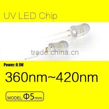 UV LED Line DIP Round Straw Hat 5mm with 0.1W and 360nm for currency detect