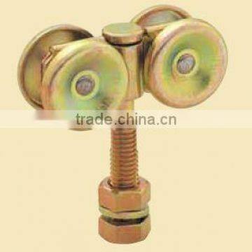 HANGING SLIDING DOOR WHEELS FOR WOODEN DOOR USED AT A WAREHOUSE ETC WITH OTHER RELATIVE PARTS.