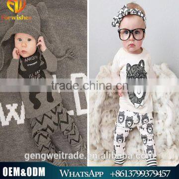 Ins baby kids clothing set pure cotton cute boys outfit cartoon printed tops and pants two pcs clothing set