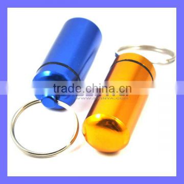 1.9 Inch Long Blue/Red/Black/Silvery/Pink Golden Delicate Pill Capsule Keychain Metal Mini Phial Bottle