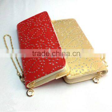 New Eco-friendly pu Diamond Wallet Ladies Long Style Clutch Purse photo-2