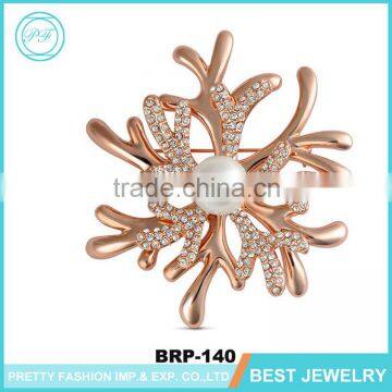 Wholsale Fashion Rose Golden Cystal Rhinestone Diamond Pearl Wedding Bouquet Brooch