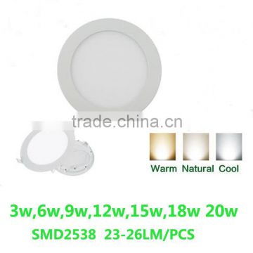 Hot Selling 3w 4w 6w 9w 12w 15w 18w 20w round ultra thin led light panel