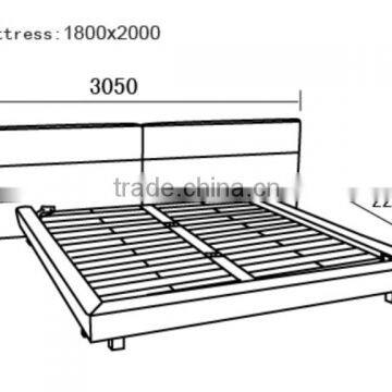 Noble White Leather Bed With Long Headboard , Elegant European Design Home Furniture Cheap White Leather Bed photo-2