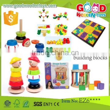 EN71/ASTM new item colorfull wooden educational building blocks for kids learning