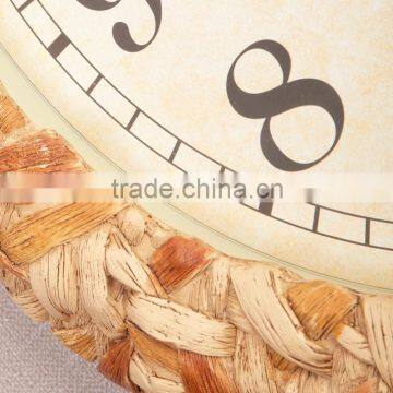 18 Inch Retro Home Decor Rattan Women Modern World Clock photo-4