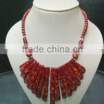 Tribal Bone Red color beads necklace