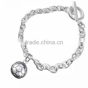 3D Soccer Ball Charm, Comes On An Intricately Detailed Silver Tone Snake Chain Bracelet photo-3
