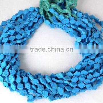 Beautiful 5 Strands Synthetic Blue Turquoise 7x9mm Diamond Shape Loose Beads,Jewelry Making Beads