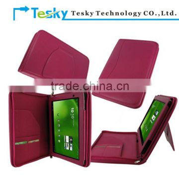 Pink color new carrying zipper leather case cover for acer Iconia tab a500 10.1 tablet