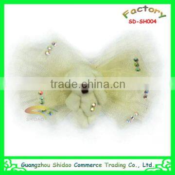 White organza ribbon flower bow flower little bear flower