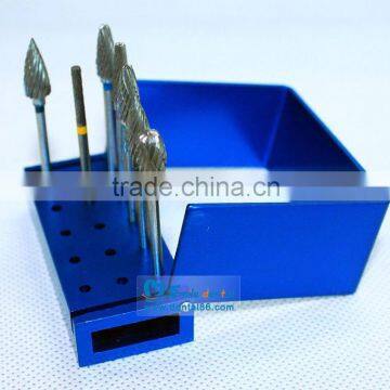 Best selling Aluminum 15 Holes Long Shank Bur Block stainless steel sterilization box