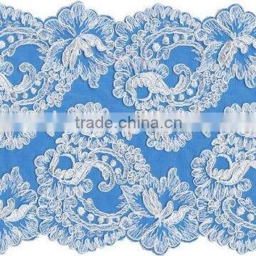 2015 high quality bridal veil embroidery lace trim for wedding dress