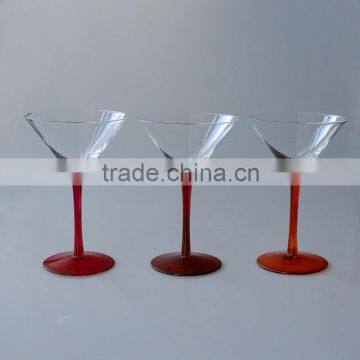 Crystal red spray color stem unique different customized size martini cocktail glass set