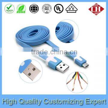 Colored Flat Noodle Micro Usb Charging Cable for Mobile Phone 1M 2M 3M photo-3