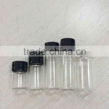 1ml-5ml clear glass vial with black cap