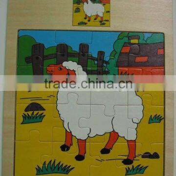 Hot selling educational wooden toys goat puzzle