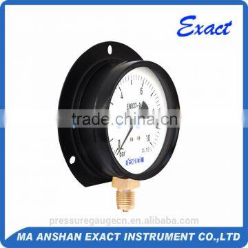 black steel calibrated pressure gauge with back flange