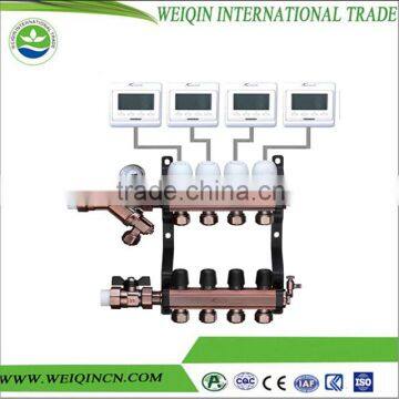 Brass underfloor heating manifold with 2 to12 ways valve not leaking manual automatic temperation controller