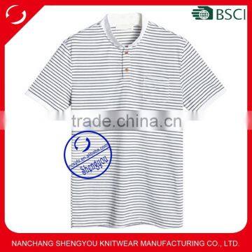 Custom wholesale striped stand collar polo shirt for men