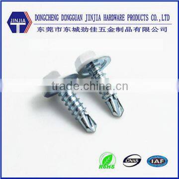 M3.5-20X13mm Wafer Hex Head Self Drilling Screws Blue Znic Plated With White Glue on Head photo-2
