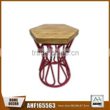 Hot Selling Wood Metal and Hexagon Shape Morden Bar Chair