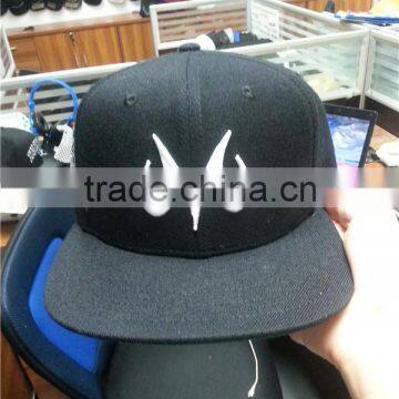 OEM factory 3D embroidery custom snapback hats wholesale / wool and acrylic fabric