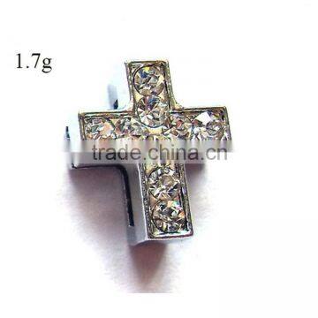 Brilliant Rhinestone Cross Beads Slide Charms For Wristband DIY Bracelet