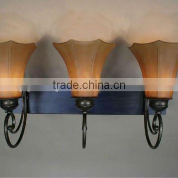 2015 Hotel decoration 3 light wall lamp with art crystal glass shade