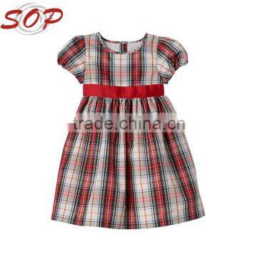 Fashion Red Plaid summer dresses for girls baby 1 year old party dress