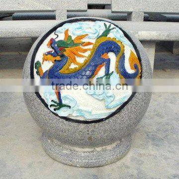 Fashionable Landscaping Granite Stone Ball Stone Sphere With Dragon Sculpture