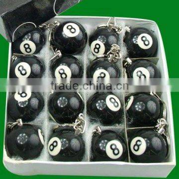 black 8 ball key chain and ball key ring