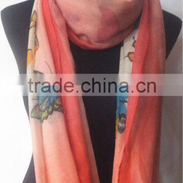 Fashion Polyester Butterfly Printed Scarf