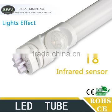 2016 t8 led tube led sensor tube light T8 1200mm 4ft 18W PIR led infrared motion