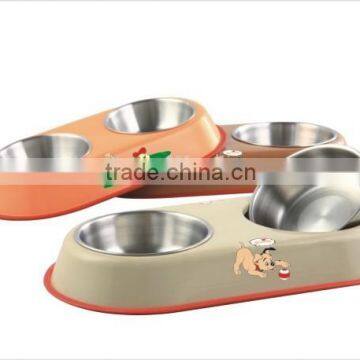 Pet Bowl Dog Food Water Dish Double Stainless Steel Bowl