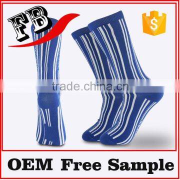 Customized newest design striped blue sexy teen girl colorful long socks