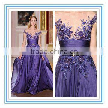 Luxury Cap Sleeve Royal Blue Dresses For Sale (EVZU-1024)